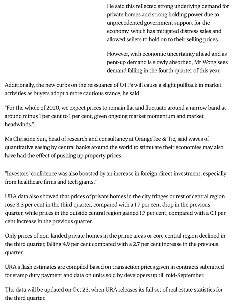 Sanctuary@Newton - Private home prices rise faster in Q3 despite Covid-19 recession 2